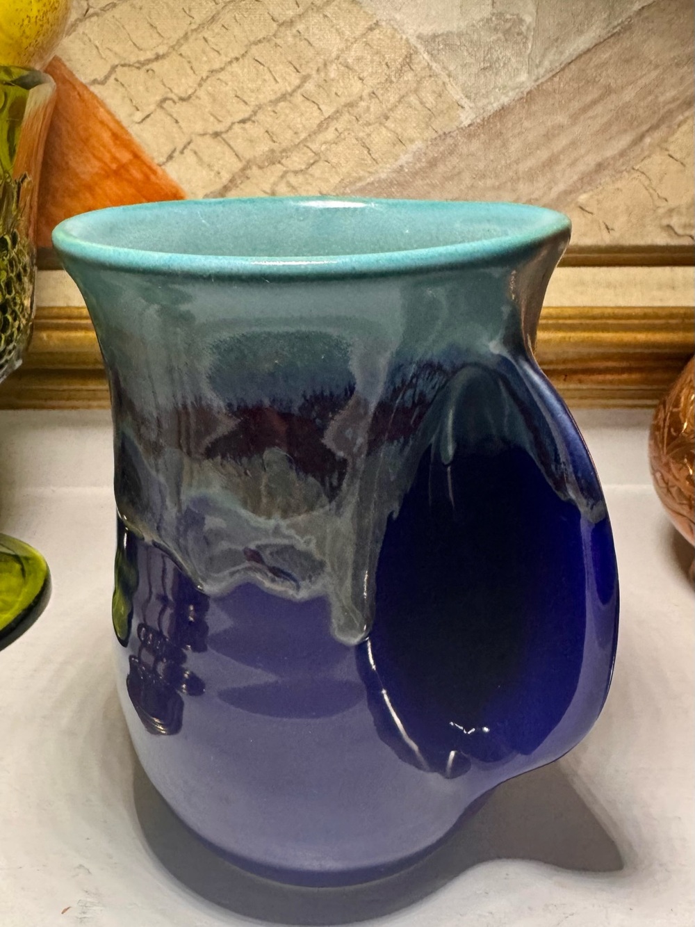 Clay in Motion Handwarmer Mug Mystic Water Drip Glaze USA 🇺🇸  Handmade